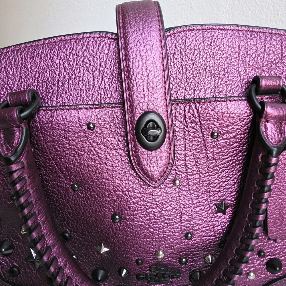 Coach Mercer 24 Star Rivets Metallic Purple